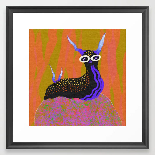 Sea Slug art print by Blindthesun in sleek black frame with shatterproof acrylic cover, modern ocean-themed wall art