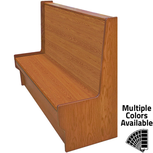 Shepard wood frame restaurant booth with oak finish and solid wood seat back