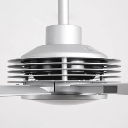 Large silver industrial ceiling fan with 7-blade design for event venues, restaurants, or lofts