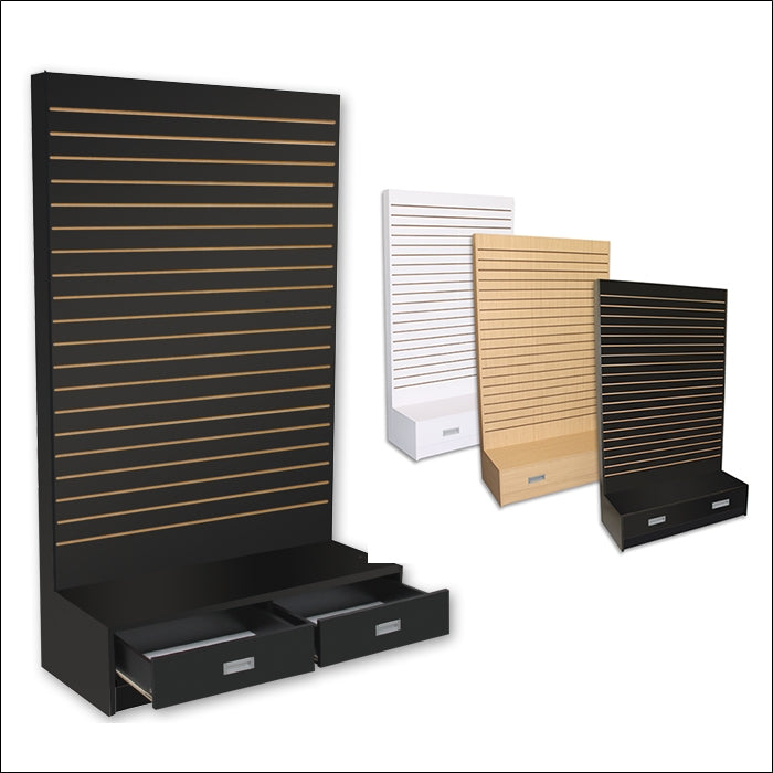 Slatwall Wall Unit Gondola with Storage Shelves - Multiple Finishes - 1