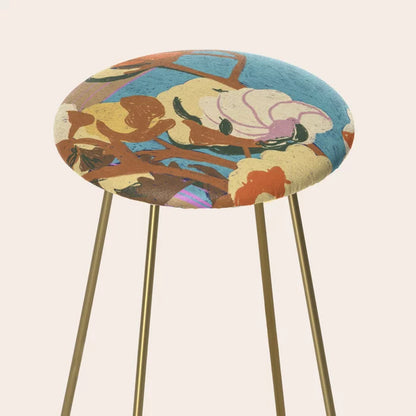 Above view of the Soft Cotton Stool by Gigi Rosado showing smooth vegan leather seat and minimalist round design, perfect for restaurant dining areas, hotel lounges, and café seating