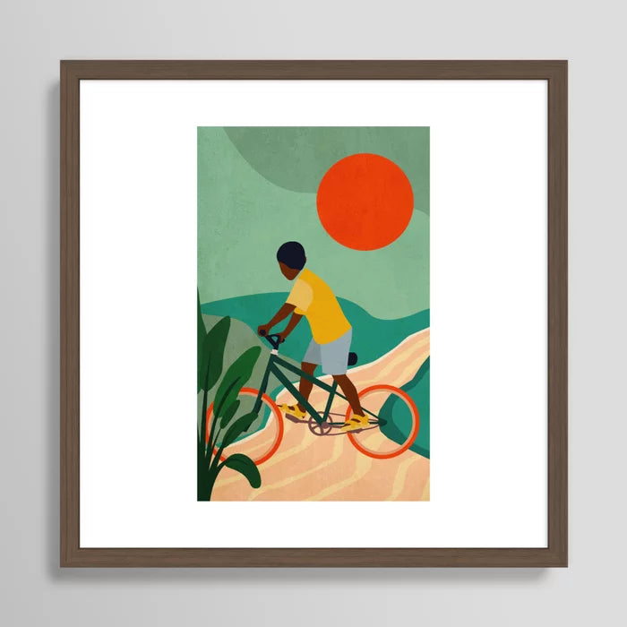 Stay Home No. 7 Art Print in walnut frame – rich dark wood design that enhances restaurant interiors, hotel suites, and café walls