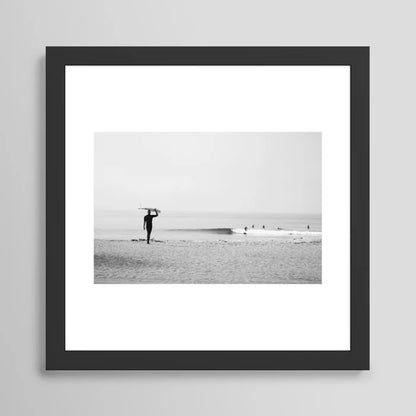 Surf Malibu Art Print by David Tribby framed in black wood, featuring coastal photography of California surf and modern beach décor style