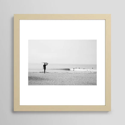 Surf Malibu Art Print by David Tribby with light maple frame, California beach photography ideal for coastal homes and relaxed living spaces