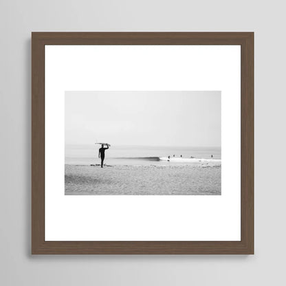 Surf Malibu Art Print by David Tribby in rich walnut frame, classic surf photography print with warm tones for coastal or modern interiors