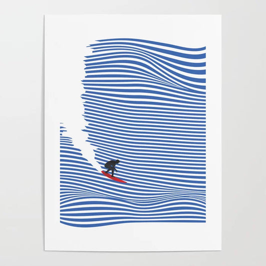 Surfing Jaws Poster by clementing showing a big-wave surfer at Jaws Hawaii printed on smooth gloss paper – unframed surf photography wall art