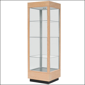 Classic Real Wood Square Tower Showcase - Multiple Finish Options - 1