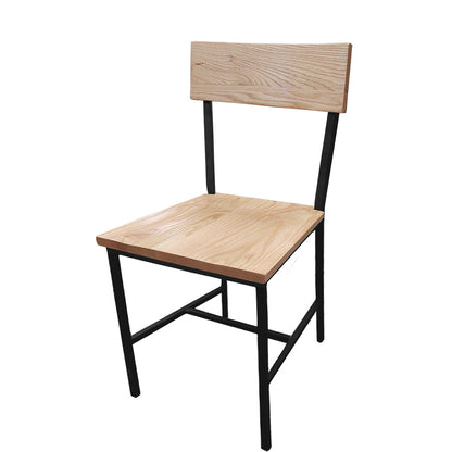 Timber Industrial Metal Dining Chair with Distressed Wood Seat and Back