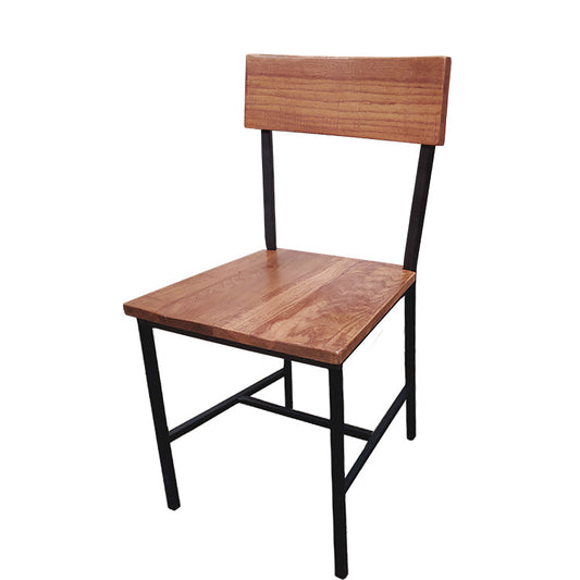 Timber Industrial Metal Dining Chair with Distressed Wood Seat and Back