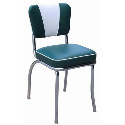 Commercial V-back diner chair in forest green and white ideal for hotels, restaurants and coffee shops