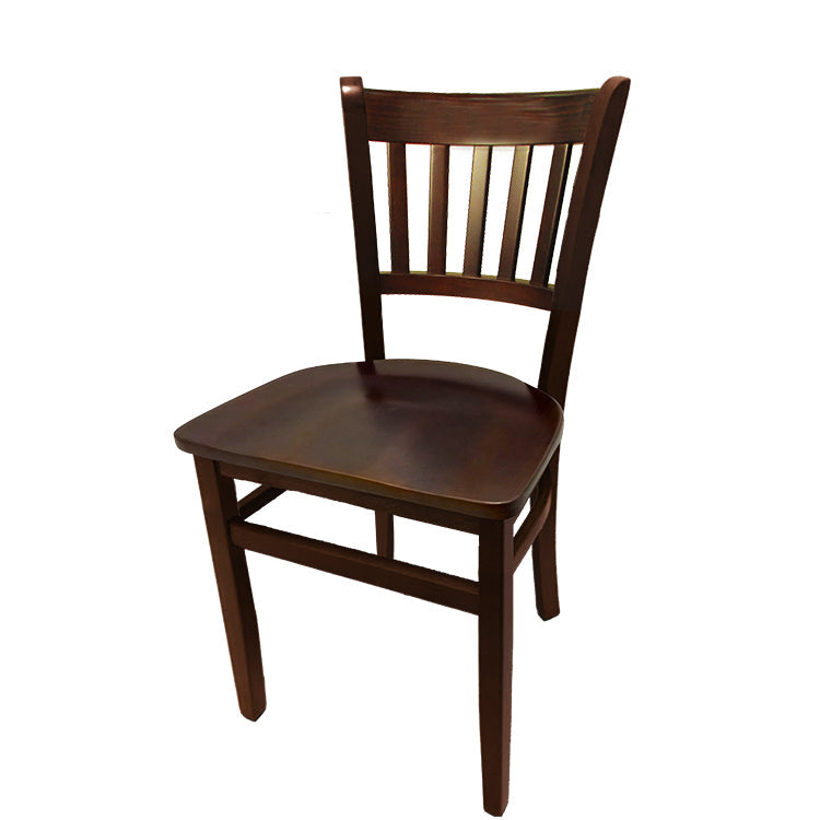 Vertical Back Solid Wood Dining Chair – European Beech Frame with Vinyl or Wood Seat