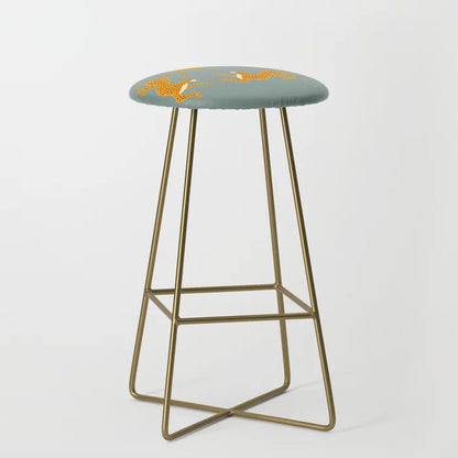 Vertical Stripes Pink and Black Bar Stool by Tony Magner with gold steel legs – mid-century modern vegan leather seating perfect for hotel bars, restaurants, and cafés