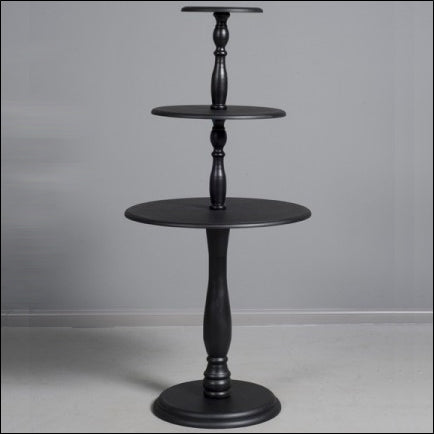 Vintage 3 Tier Round Table - Black Finish - 1