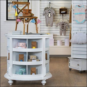 Vintage Round Table Display with Product Cubbies - Multi Finish Options - 1