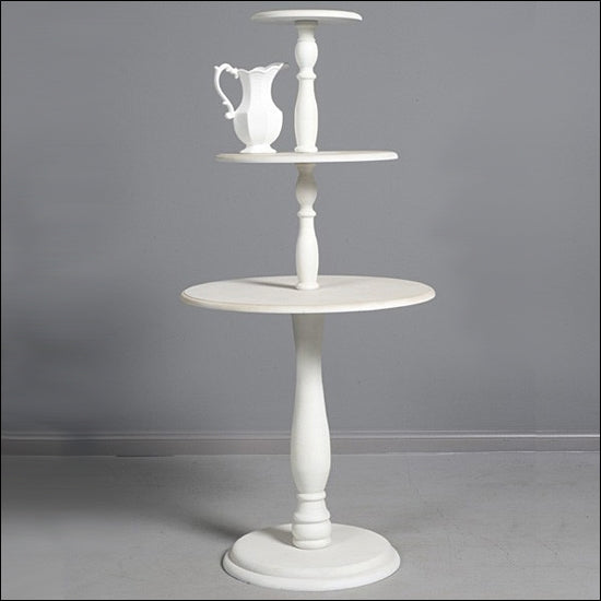 Vintage 3 Tier Round Table - White Finish - 1