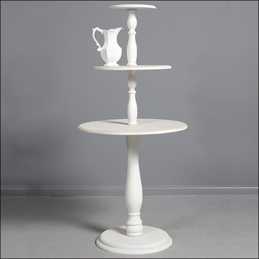 Vintage 3 Tier Round Table - White Finish - 1