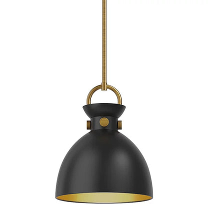 Black and gold two-tone Waldo pendant featuring dual glass domes and decorative gold ring trim, suitable for upscale bar and restaurant lighting.