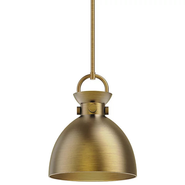 Waldo pendant light with dual glass domes and warm gold metal accents, designed for modern restaurants and bar interiors