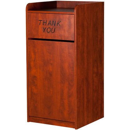Cherry wood finish trash cabinet for restaurant or food court