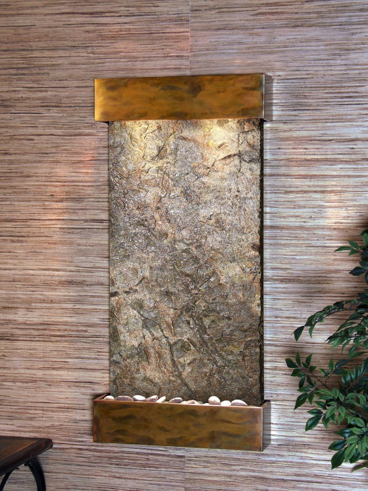 Whispering Creek vertical wall mounted water fountain in restaurant entryway