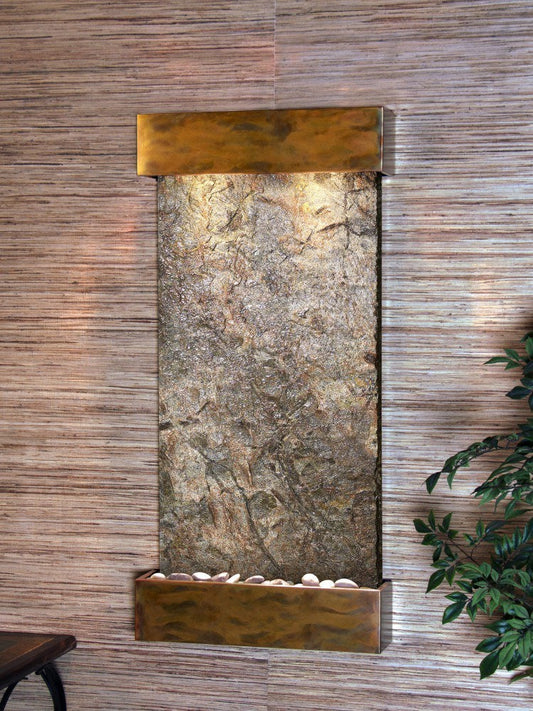 Whispering Creek vertical wall mounted water fountain in restaurant entryway