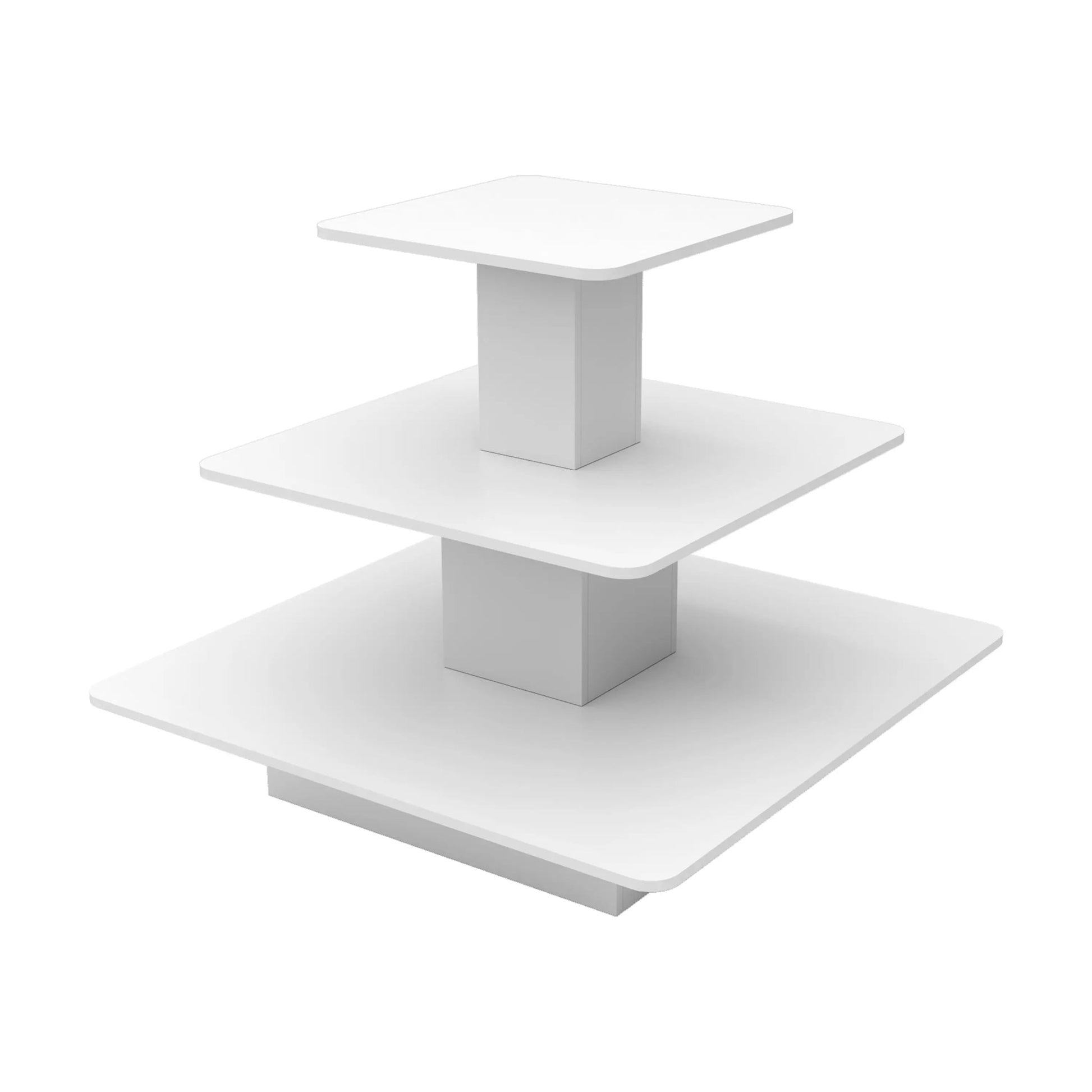 White finish color option displayed as a clean, solid surface used for retail display tables and commercial merchandising fixtures.