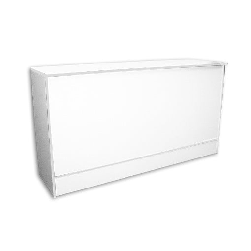 Front view of the Flat Top Check Out Counter in a white finish, showing the clean flat countertop and simple retail checkout design.