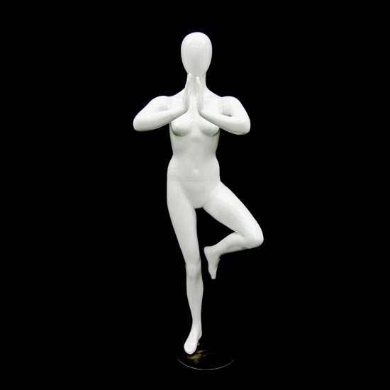 White Yoga Mannequin Display - Tree Namaste Pose - 1
