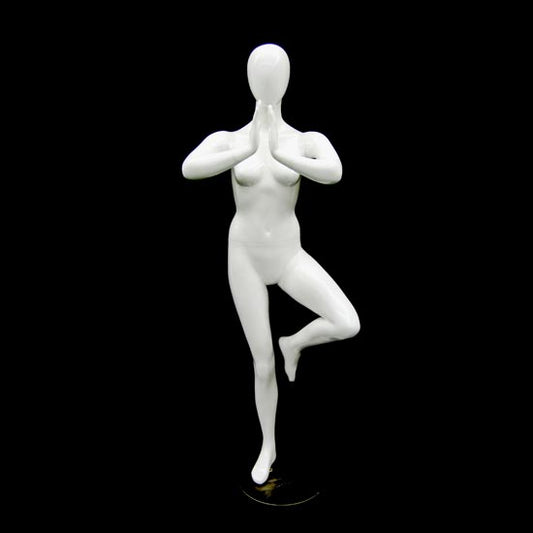 White Yoga Mannequin Display - Tree Namaste Pose - 1