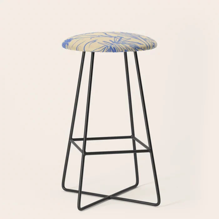 Wild Bouquet Bar Stool by Sandra Poliakov with black steel legs – expressive artistic stool for boutique hotel lounges, restaurant seating, and café interiors
