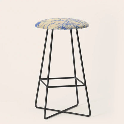 Wild Bouquet Bar Stool by Sandra Poliakov with black steel legs – expressive artistic stool for boutique hotel lounges, restaurant seating, and café interiors