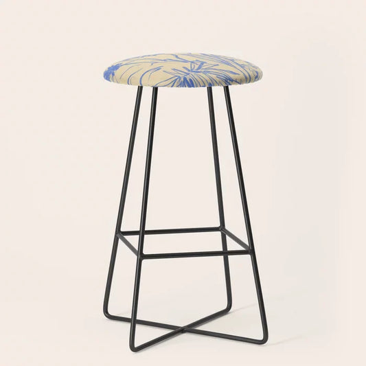 Wild Bouquet Bar Stool by Sandra Poliakov with black steel legs – expressive artistic stool for boutique hotel lounges, restaurant seating, and café interiors