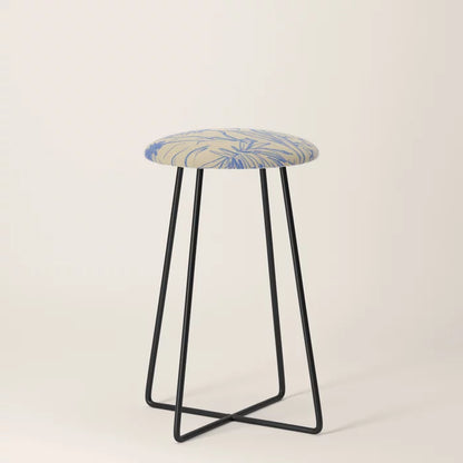 Wild Bouquet Counter Stool by Sandra Poliakov with black steel legs – colorful artistic seating for restaurant bar areas, boutique hotels, and contemporary cafés