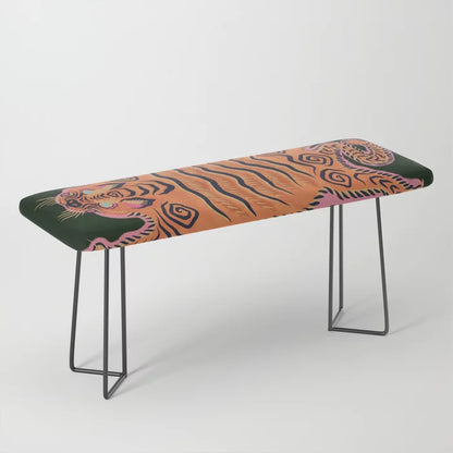 Wild Tiger Rug Bench by Zoopoo – Artistic Upholstered Seating for Restaurants, Bars, Hotels & Cafés