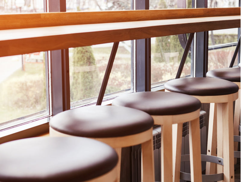 window bar stool seating commercial interior