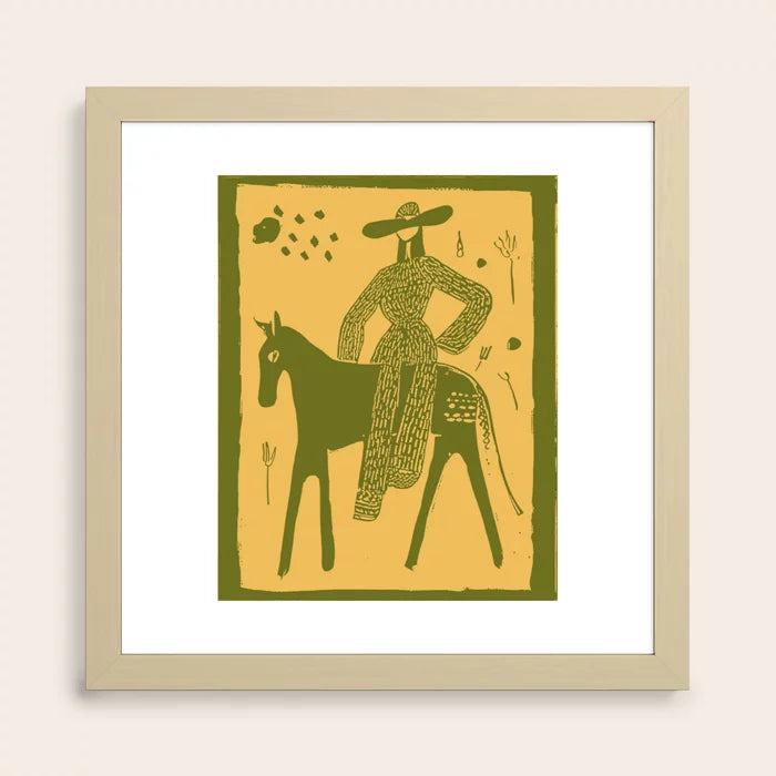Yes Olive art print in maple frame, warm contemporary wall décor for restaurants and wine bars