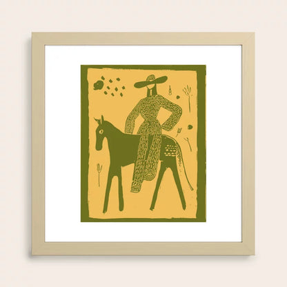 Yes Olive art print in maple frame, warm contemporary wall décor for restaurants and wine bars